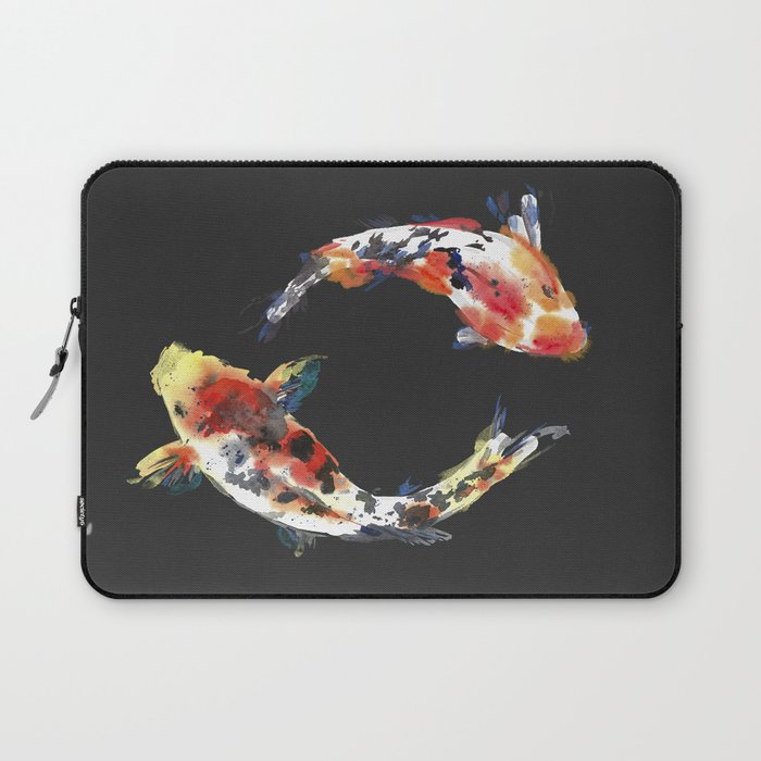 Watercolor design. Koi fish. Japanese style. Laptop Sleeve