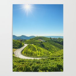 Vineyards and road. Prosecco Hills, Italy Poster