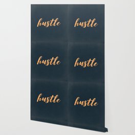 Hustle Text Copper Bronze Gold and Navy Wallpaper