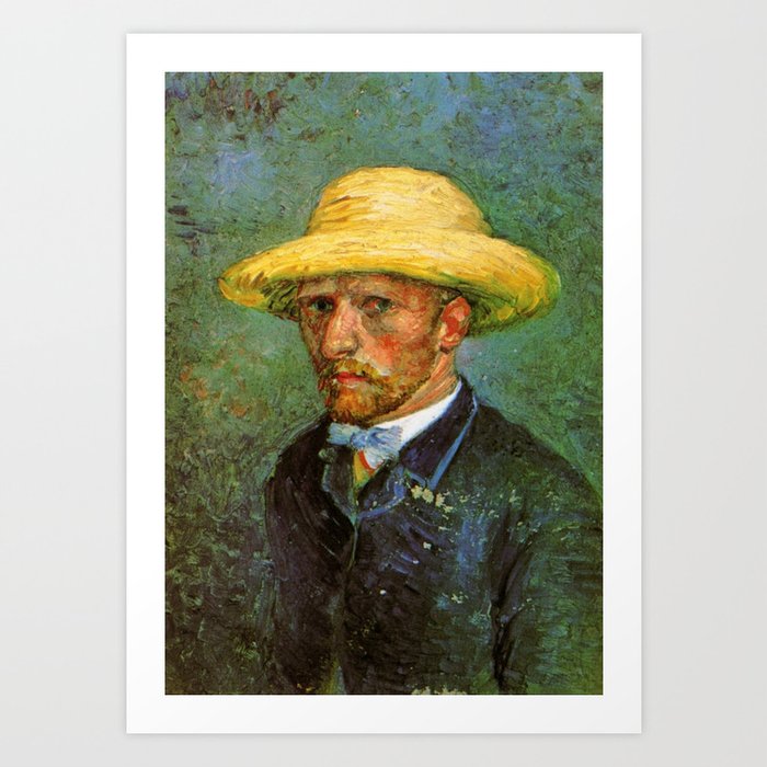 Self-Portrait with Straw Hat Vincent van Gogh Date: 1887; Art Print