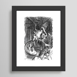 Jabberwocky Illustration from Alice in Wonderland Framed Art Print | Tenniel, Aliceinwonderland, Jabberwock, Jabberwocky, Illustration, Graphicdesign, Alice, Ink Pen, Vintage, Lewiscarroll 