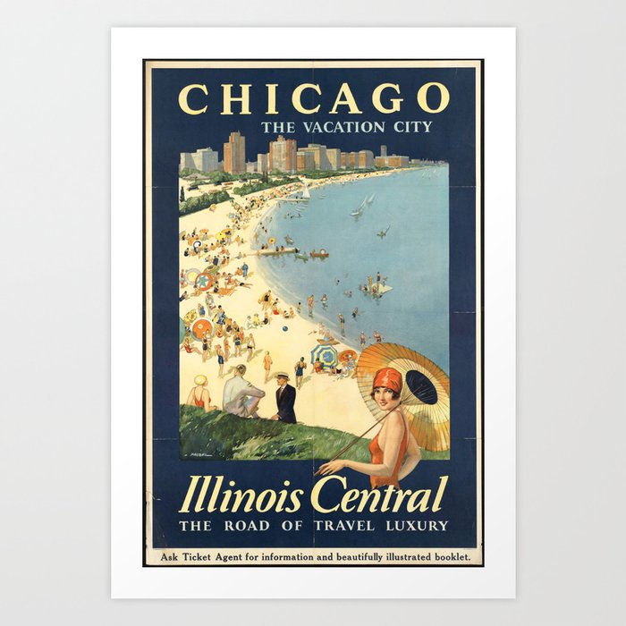 Chicago, The Vacation City - Vintage Poster Art Print