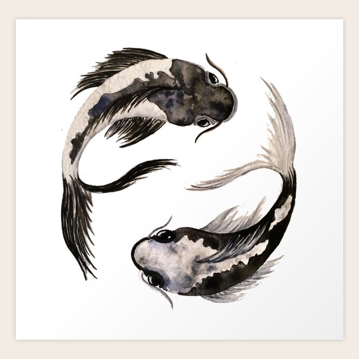  Yin  Yang  Koi  Art Print by laurafinnegan Society6