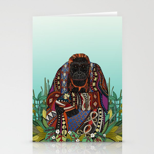 orangutan king turquoise Stationery Cards
