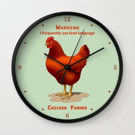 Funny Rhode Island Red Hen Fowl Language Chicken Farmer Wall Clock