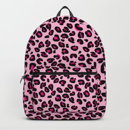 Cotton Candy Pink and Black Leopard Spots Animal Print Pattern Backpack | Leopard, Leopardfur, Leopardcat, Graphicdesign, Junglecat, Spottedleopard, Leopardspots, Leopardskin, Pink Blackspots, Pink 