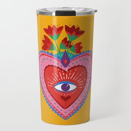 Mexican heart in yellow Travel Mug