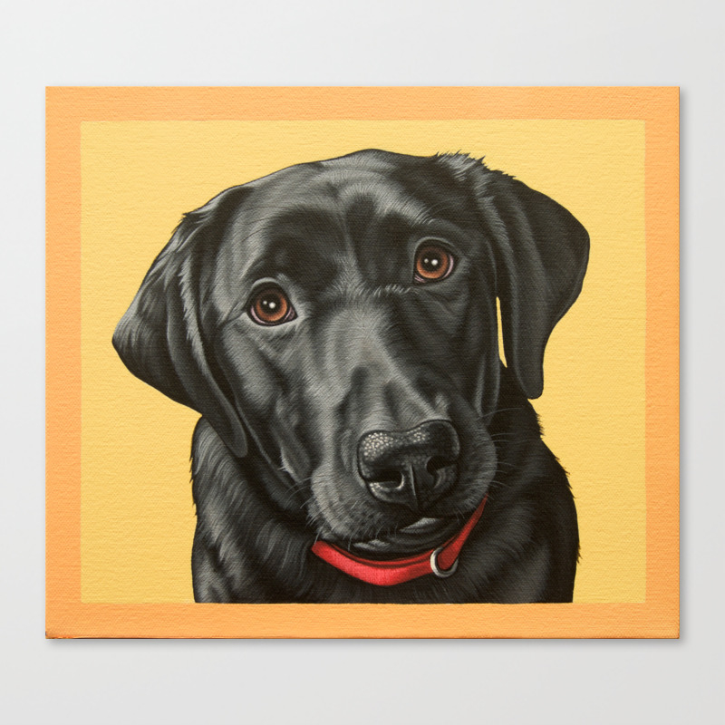 Black Labrador Retriever Portrait Pop Art Lab Dog Painting Canvas