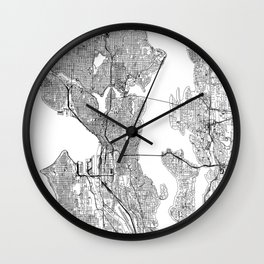 Seattle White Map Wall Clock