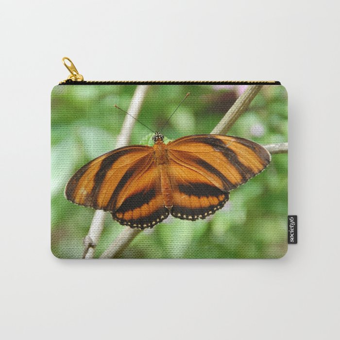 Mexico Photography - Beautiful Orange Butterfly With Black Stripes Carry-All Pouch