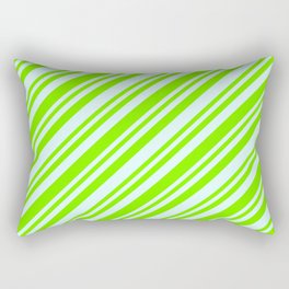 [ Thumbnail: Light Cyan and Green Colored Lined/Striped Pattern Rectangular Pillow ]