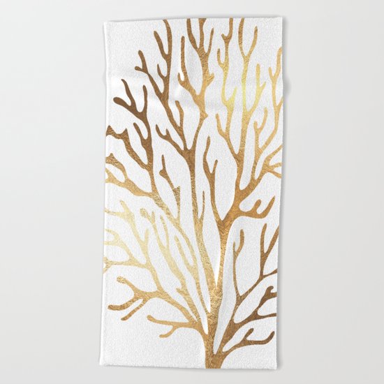 Gold Coral Beach Towel
