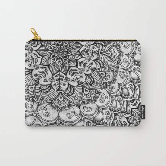 Shades of Grey - mono floral doodle Carry-All Pouch