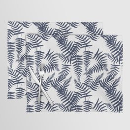 Navy Blue Silhouette Fern Leaves Pattern Placemat