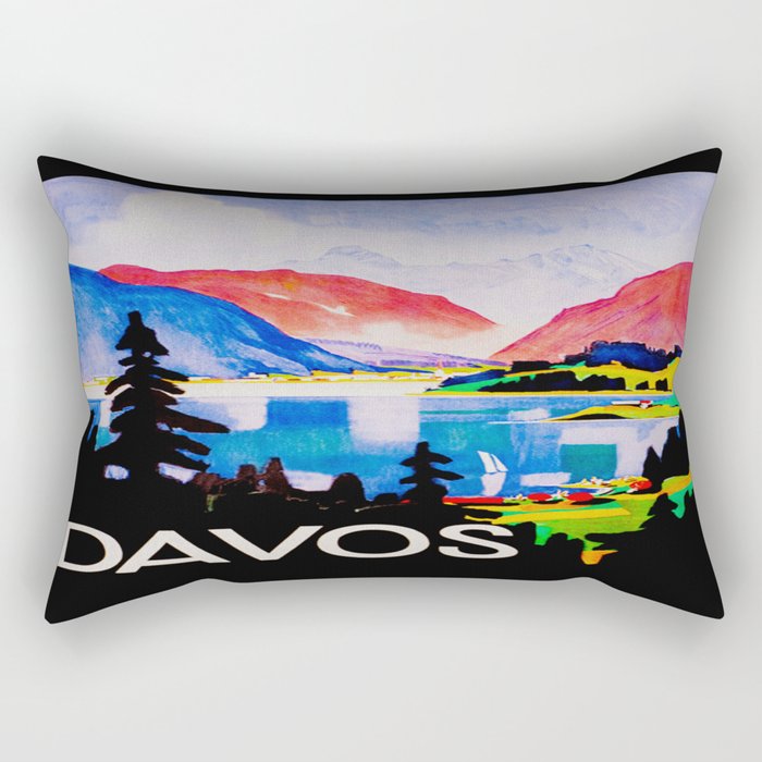 Davos Switzerland - Vintage Travel Rectangular Pillow