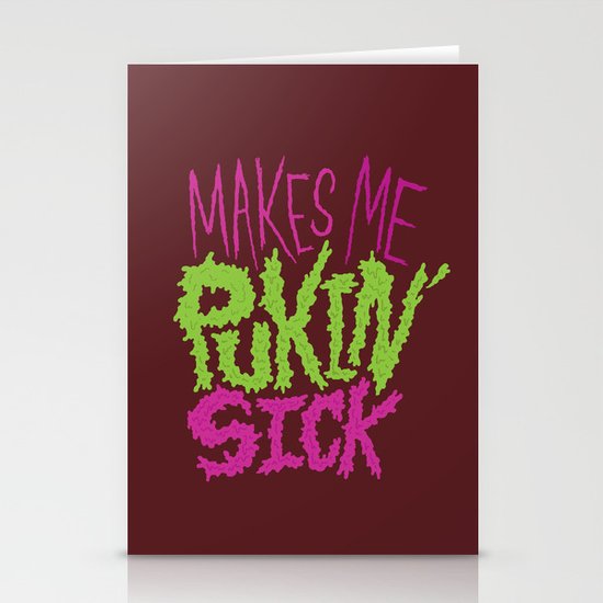 Pukin' Sick Stationery Cards