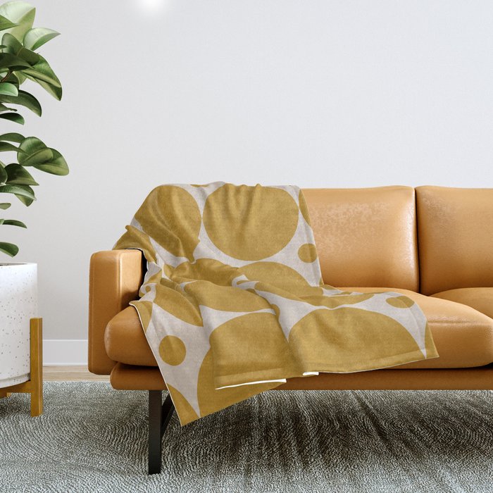 Futura Mid-century Modern Minimalist Abstract Pattern in Mustard Gold Throw Blanket