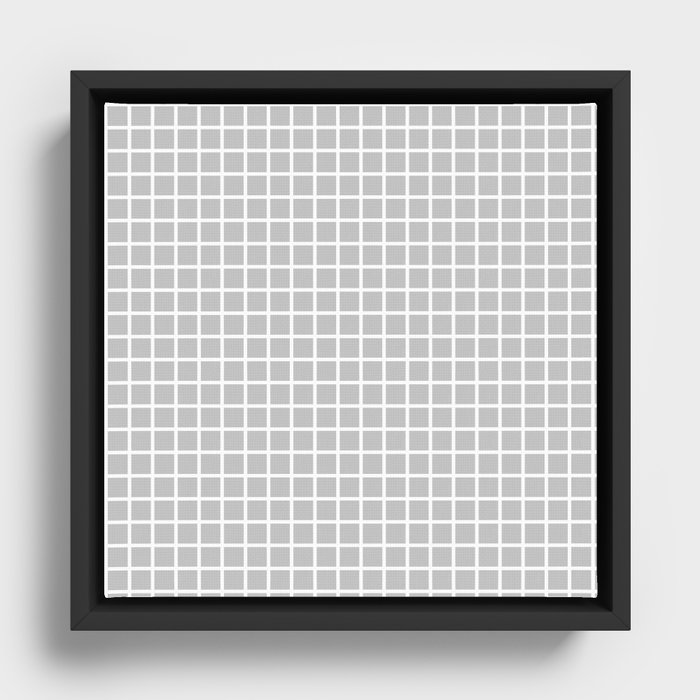 Light Grey and White Grid Pattern Framed Canvas