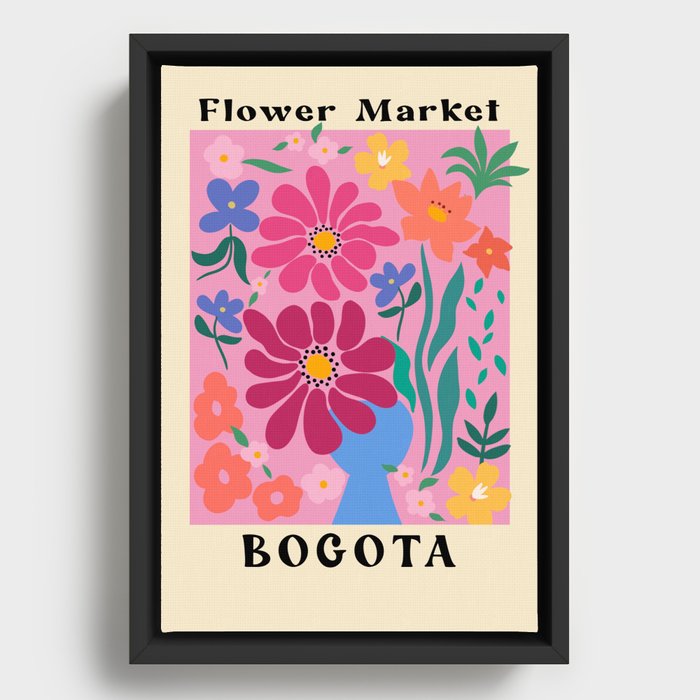 Flower Market Bogota Framed Canvas