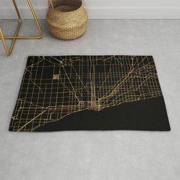 Black and gold Chicago map Rug