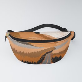 Trough tall pines and mountain peaks Fanny Pack