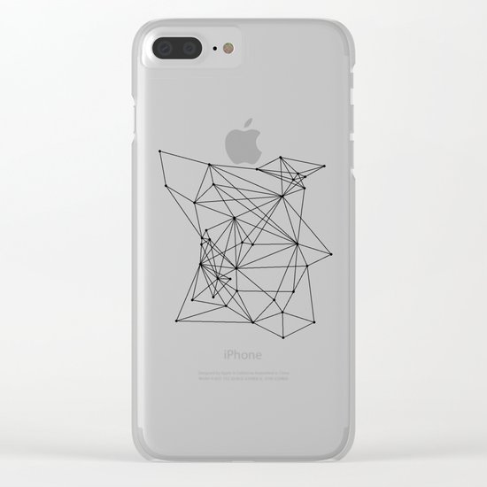 White Geometric Dots and Lines Clear iPhone Case