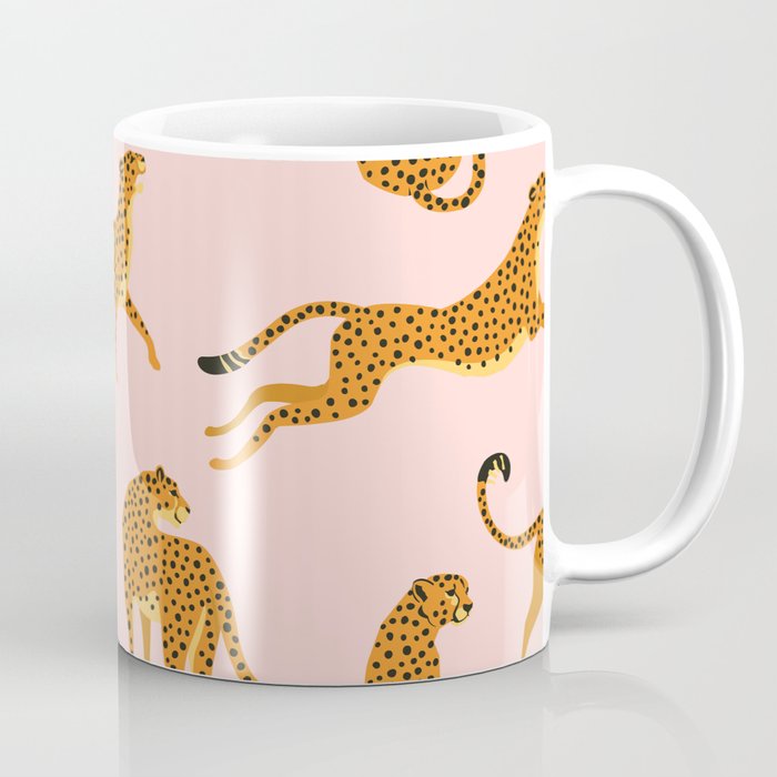 Leopard jaguar pink memphis pattern Coffee Mug