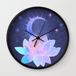 moon lotus flower Wall Clock