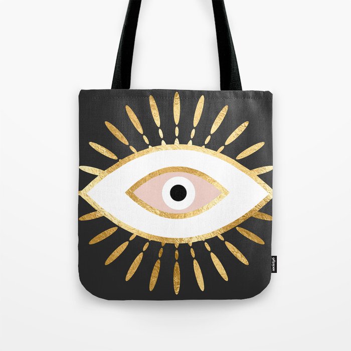 gold foil evil eye in blush Tote Bag