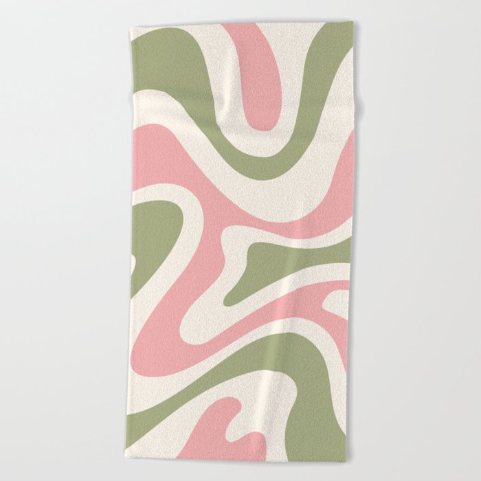 Modern Abstract Pattern 11 in Sage Pink (Liquid Swirl Design) Beach Towel