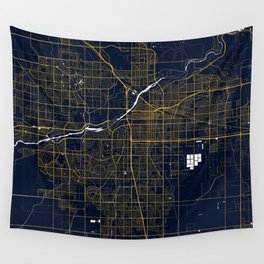 Bakersfield City Map of California, USA - Gold Art Deco Wall Tapestry