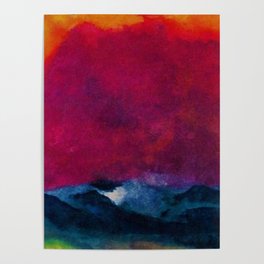 Sea with Stormy Red Sky nautical landscape painting by Emil Nolde Poster