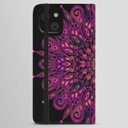 Dark Purple Mandala Design iPhone Wallet Case