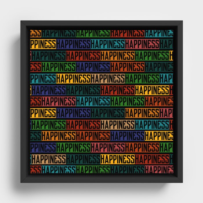 Happiness Colorful dark Framed Canvas