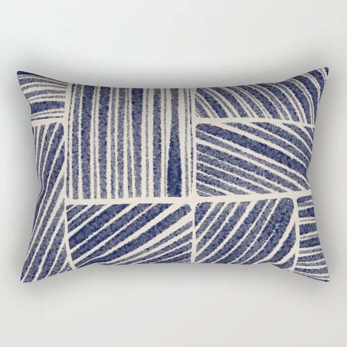 Navy Blue Striped Pattern #3 Rectangular Pillow