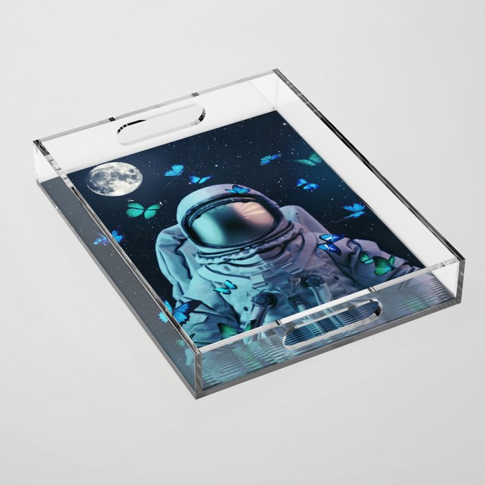 Astronaut and Butterflies Acrylic Tray