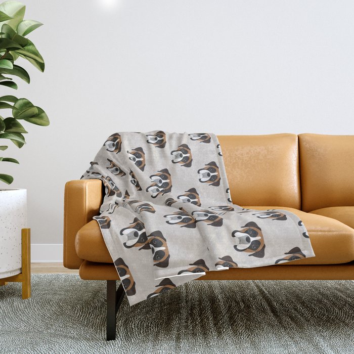 Boxer Portrait Throw Blanket