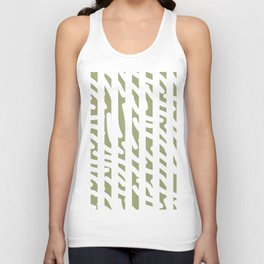 Abstract Diagonal Line on Sage Green and White Stripes Unisex Tank Top
