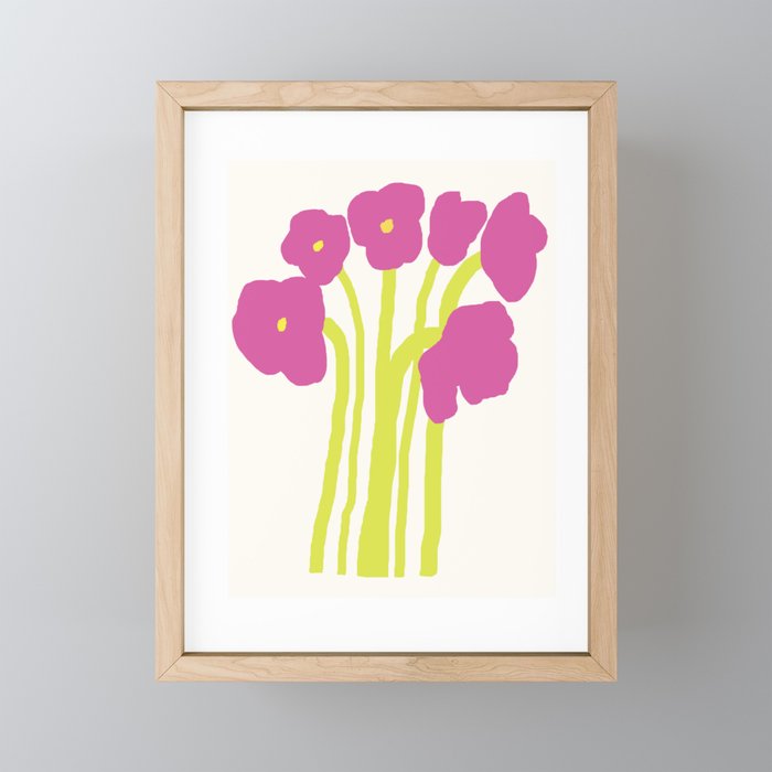 Funny flowers Framed Mini Art Print