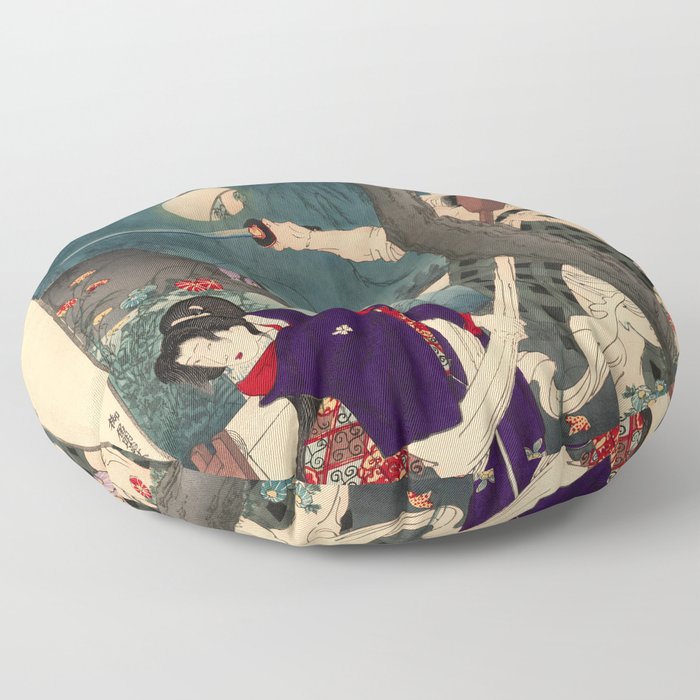 Princess Nadeshiko and the Robber Tsuchikuro (Toyohara Chikanobu) Floor Pillow