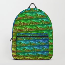 Unclad Aorist 7 Backpack | Fractal, Abstract, Pattern, Yellow, Green, Purple, Graphicdesign, Digital, Blue 