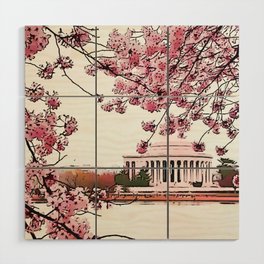 Jefferson Memorial Amid Cherry Blossoms Wood Wall Art