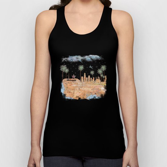 Los Angeles skyline vintage map Unisex Tank Top