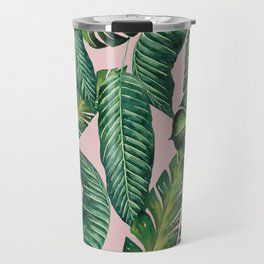 Jungle Leaves, Banana, Monstera II Pink #society6 Travel Mug