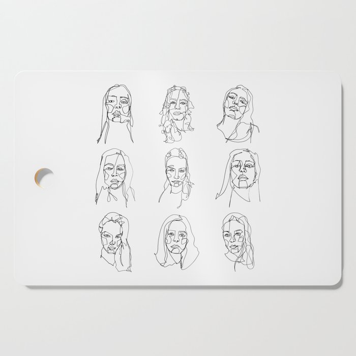 LINE ART FEMALE PORTRAITS V-I-I Cutting Board