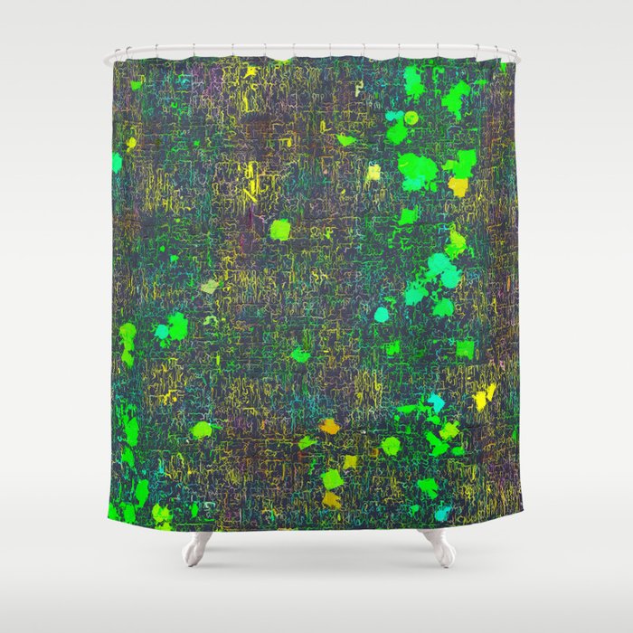 Psychedelic Abstract Art Texture Background In Green Yellow Black