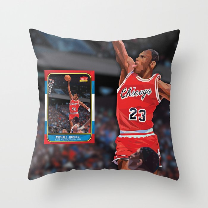 MJ rookie card remade with triangles Throw Pillow