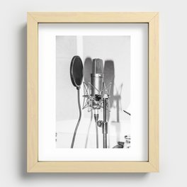 Microphone black and white photo Recessed Framed Print