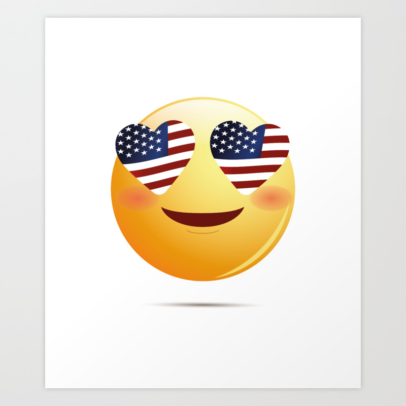 American Flag Funny Emoji Art Print by Aombin | Society6