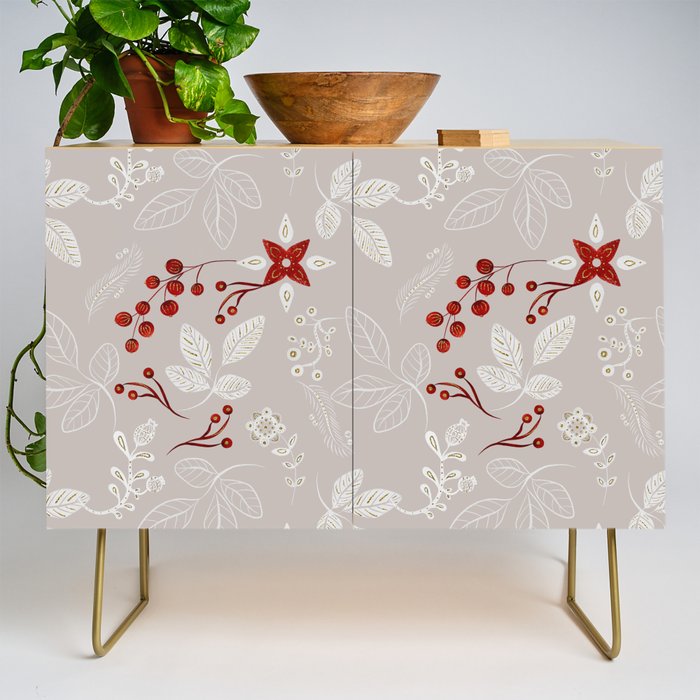 Decorative flowers and leaves Credenza